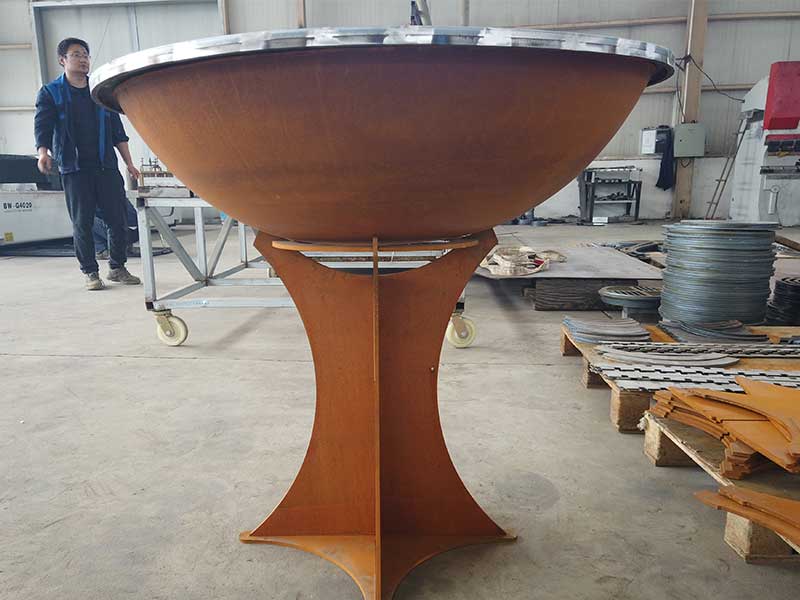Corten Steel Fire Pit BBQ Grill Combo